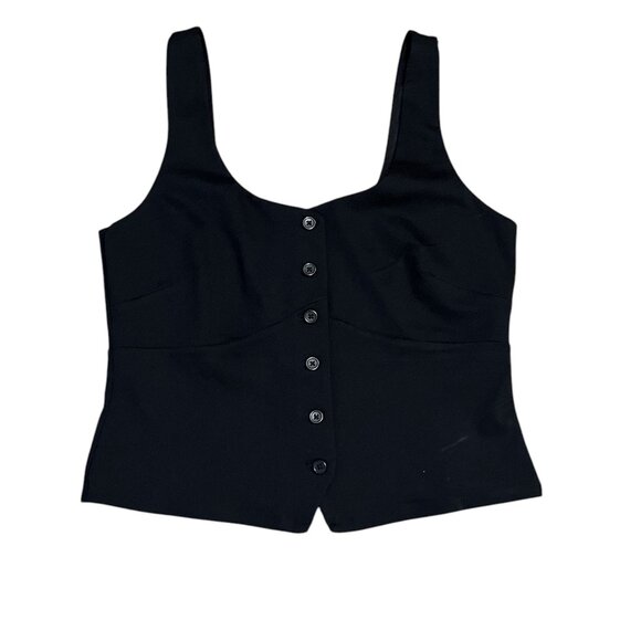 A New Day Black Button-Down Up Sleeveless Vest Size: Large - Picture 1 of 5
